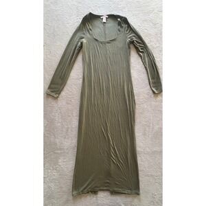 Victorias Secret Olive Green Ribbed Long Sleeve Scoop Neck Maxi Dress Large